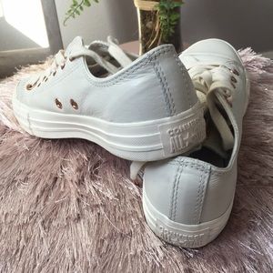 Converse Shoes - Off white leather Converse with rose gold!!! Converse Shoes - Off white leather Converse with rose gold!!!